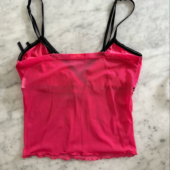 Mesh Y2K McBling Bimbo Hot Pink Vintage Top - Picture 2 of 4